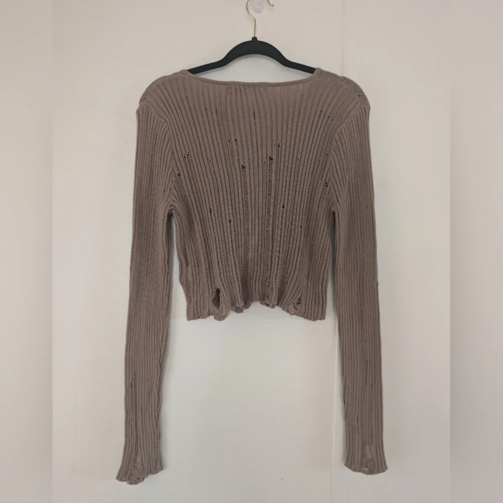 Tan Ribbed Women’s Cardigan